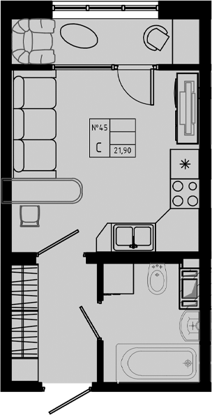Планировка — PIXEL, Студия, 22 м²