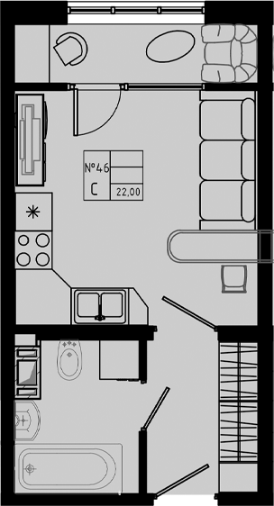 Планировка — PIXEL, Студия, 22 м²