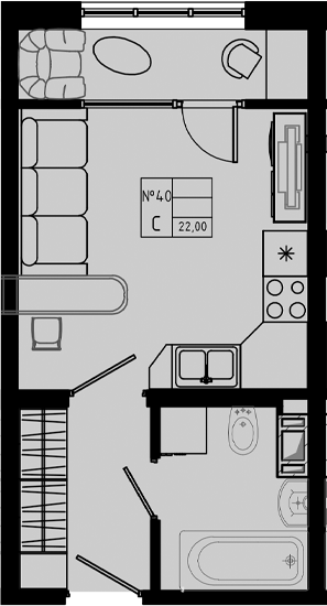 Планировка — PIXEL, Студия, 22 м²