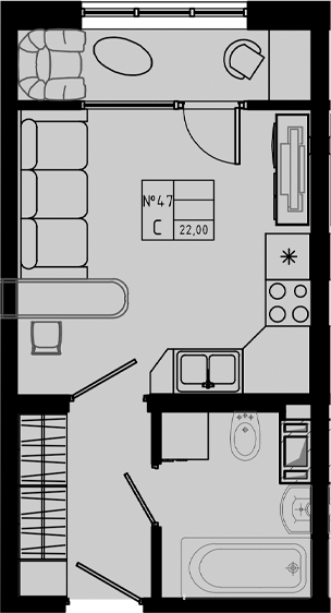 Планировка — PIXEL, Студия, 22 м²