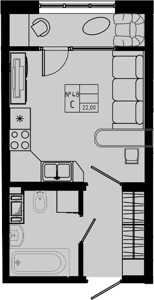 Планировка — PIXEL, Студия, 22 м²