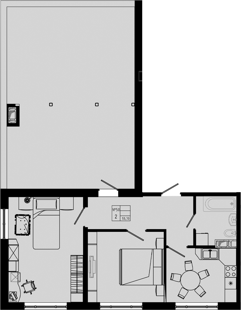 Планировка — PIXEL, 2-комн., 56 м²