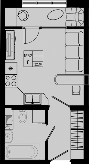 Планировка — PIXEL, Студия, 22 м²