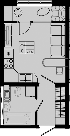Планировка — PIXEL, Студия, 22 м²