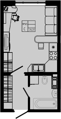 Планировка — PIXEL, Студия, 26 м²