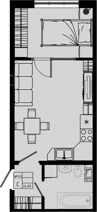 Планировка — PIXEL, Студия, 25 м²