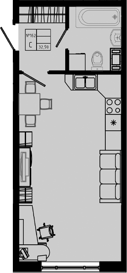 Планировка — PIXEL, Студия, 33 м²