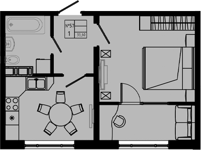 Планировка — PIXEL, 1-комн., 34 м²