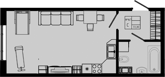Планировка — PIXEL, Студия, 33 м²