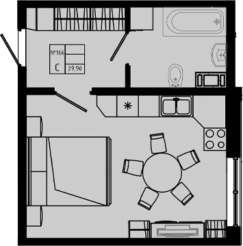 Планировка — PIXEL, Студия, 30 м²