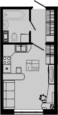Планировка — PIXEL, Студия, 26 м²