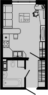 Планировка — PIXEL, Студия, 26 м²