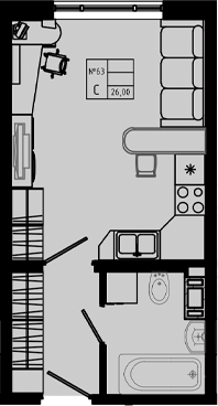 Планировка — PIXEL, Студия, 26 м²