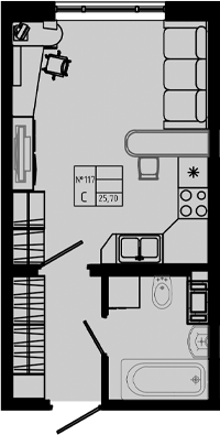 Планировка — PIXEL, Студия, 26 м²