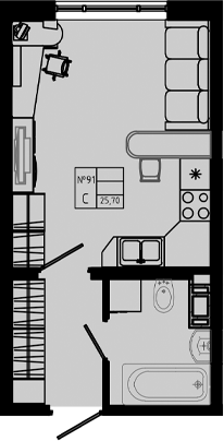 Планировка — PIXEL, Студия, 26 м²