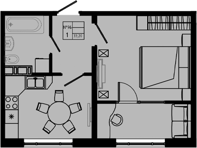 Планировка — PIXEL, 1-комн., 33 м²