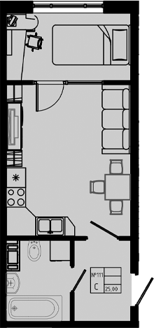 Планировка — PIXEL, Студия, 25 м²