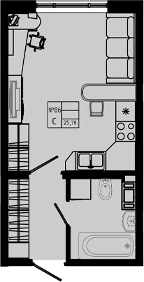 Планировка — PIXEL, Студия, 26 м²