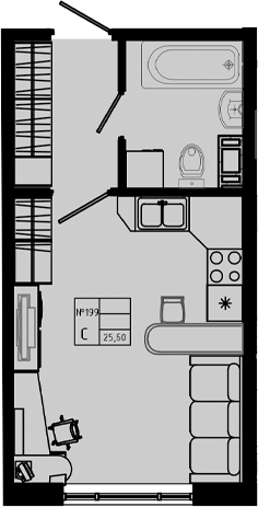 Планировка — PIXEL, Студия, 26 м²