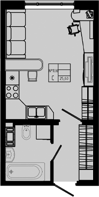 Планировка — PIXEL, Студия, 26 м²