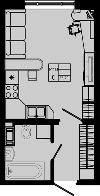 Планировка — PIXEL, Студия, 26 м²