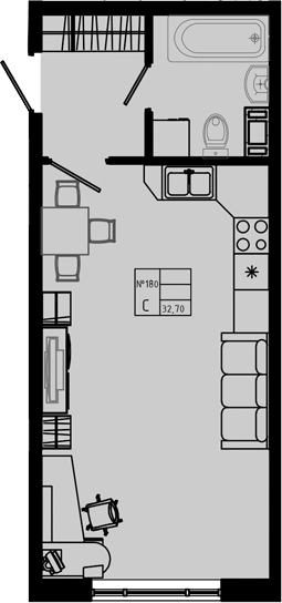 Планировка — PIXEL, Студия, 33 м²