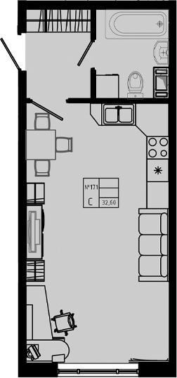 Планировка — PIXEL, Студия, 33 м²