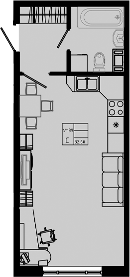 Планировка — PIXEL, Студия, 33 м²