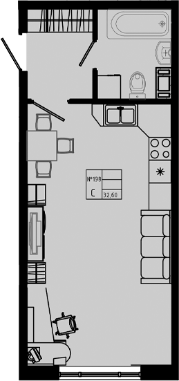 Планировка — PIXEL, Студия, 33 м²