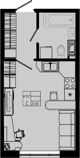 Планировка — PIXEL, Студия, 26 м²