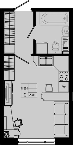 Планировка — PIXEL, Студия, 26 м²