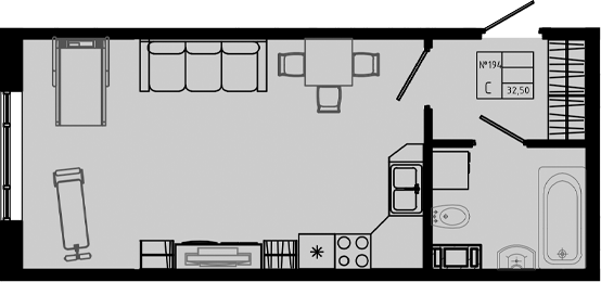 Планировка — PIXEL, Студия, 33 м²