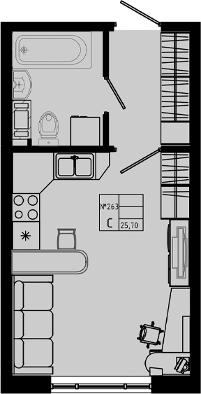Планировка — PIXEL, Студия, 26 м²