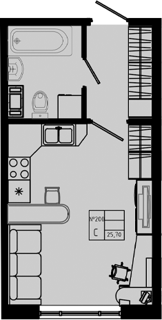 Планировка — PIXEL, Студия, 26 м²