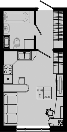 Планировка — PIXEL, Студия, 26 м²