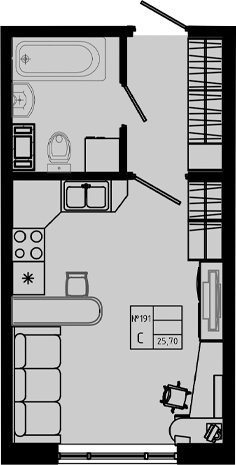 Планировка — PIXEL, Студия, 26 м²