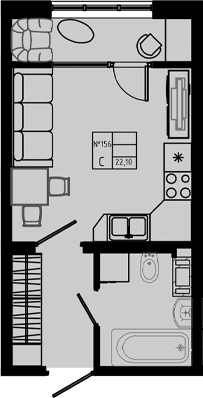 Планировка — PIXEL, Студия, 22 м²