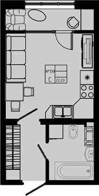 Планировка — PIXEL, Студия, 22 м²