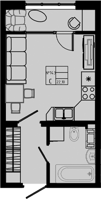 Планировка — PIXEL, Студия, 22 м²