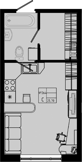 Планировка — PIXEL, Студия, 26 м²