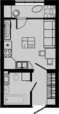 Планировка — PIXEL, Студия, 22 м²