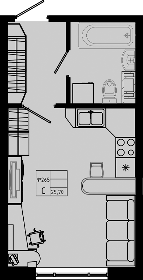 Планировка — PIXEL, Студия, 26 м²