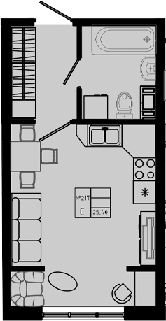 Планировка — PIXEL, Студия, 25 м²