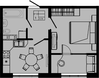Планировка — PIXEL, 1-комн., 32 м²