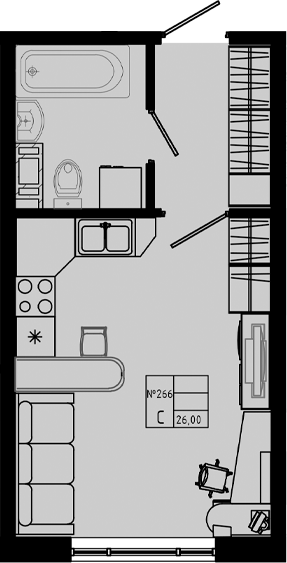Планировка — PIXEL, Студия, 26 м²