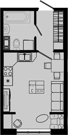 Планировка — PIXEL, Студия, 26 м²