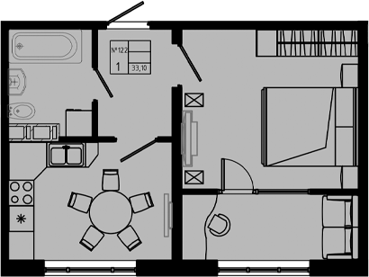 Планировка — PIXEL, 1-комн., 33 м²