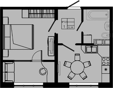 Планировка — PIXEL, 1-комн., 32 м²