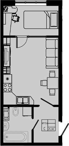 Планировка — PIXEL, Студия, 26 м²