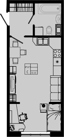 Планировка — PIXEL, Студия, 32 м²